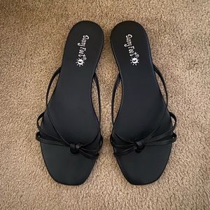 Black Sandals with Bow Detail